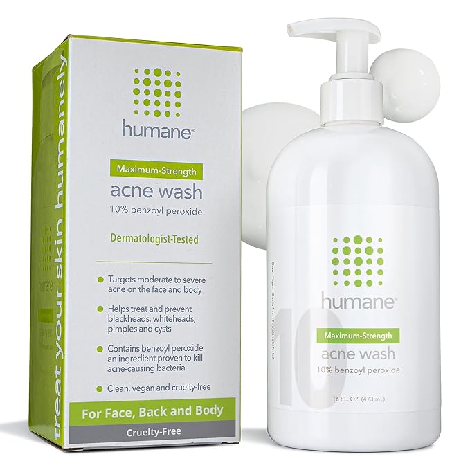 humane Benzoyl Peroxide Acne Body Wash - Non-Foaming - 10% Maximum-Strength