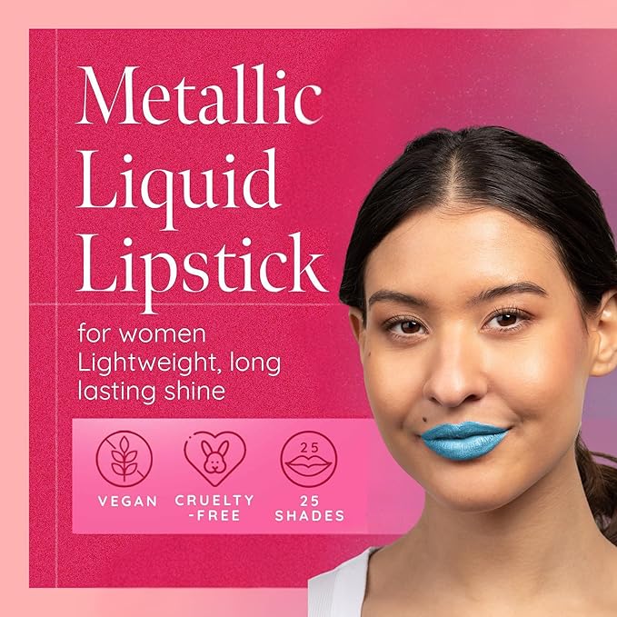 Aromi Snow Queen Metallic Liquid Lipstick, Bright Blue Shade