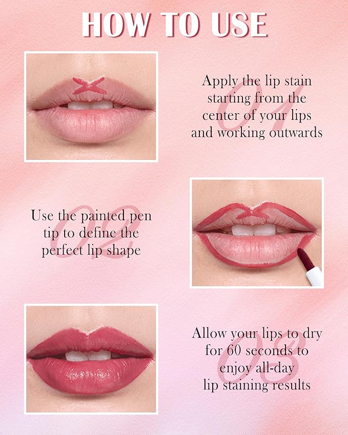 Lip Stain Liner Pen,3Pcs Lip Tint Stain Lip Makeup Tattoo Pencil Waterproof