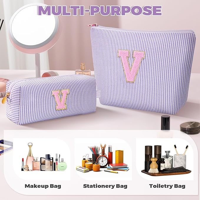 Btffitting Gifts for Teen Girls Women - Birthday Gifts for 10 11 12 13 14 15 16 17 18 Years Old Girl,Makeup Bag Cosmetic Bag,Teacher Gift Trendy Stuff Toiletry Bag - Lavender,V