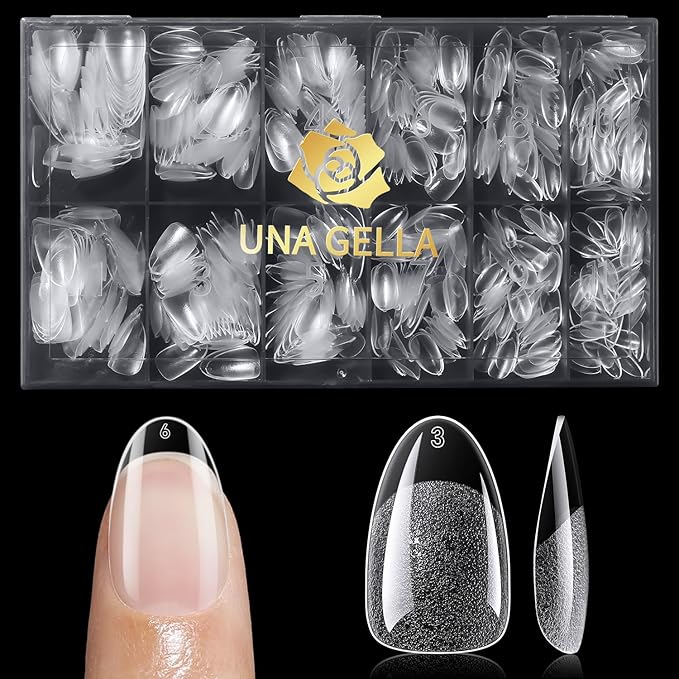 UNA GELLA 600Pcs Short Oval Almond Nail Tips, Round Almond Press on Nails