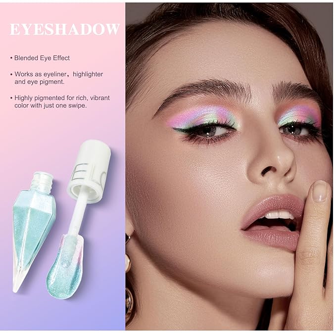 MooGlamor 5 Pcs Liquid Glitter Eyeshadow Set Colorful Eyeliner with Long-Lasting and Waterproof Shinning Eye Shadow Gift for Women Eye Makeup(Diamond C)