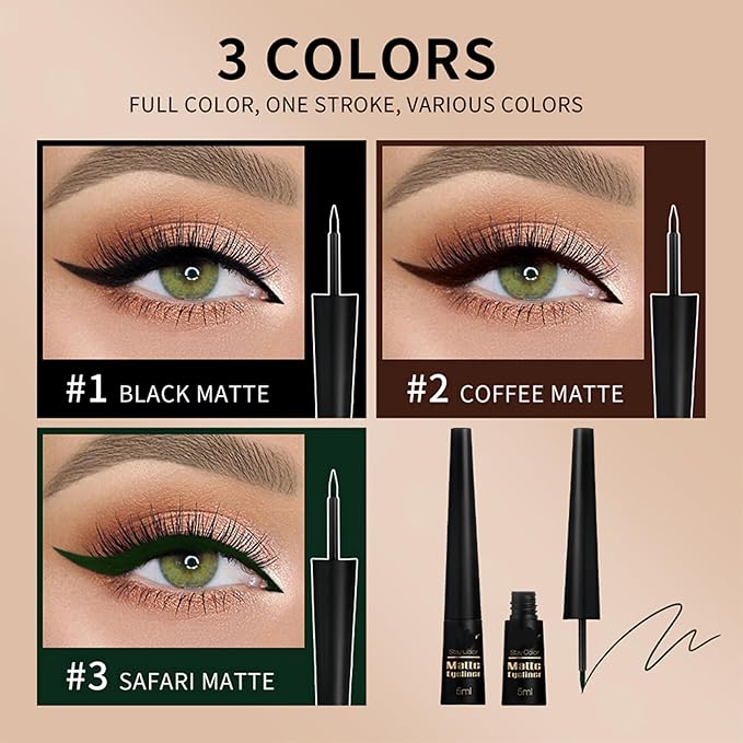 MAEPEOR Ultra-Fine Liquid Eyeliner Light Brown High-Pigmented Matte Eyeliner Pen Stay All Day Makeup with Fine Brush Tip (L02 Coffe Matte)