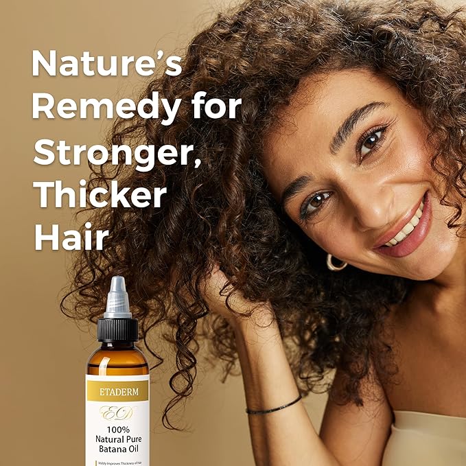 ETADERM 100% Pure Raw Batana Oil for Hair Growth - Stimulates Regrowth, Nourishes & Repairs Damage - All Natural, Cold-Pressed, Authentic Honduras-Sourced Hair Oil for Stronger Thicker Hair, 4 Fl Oz