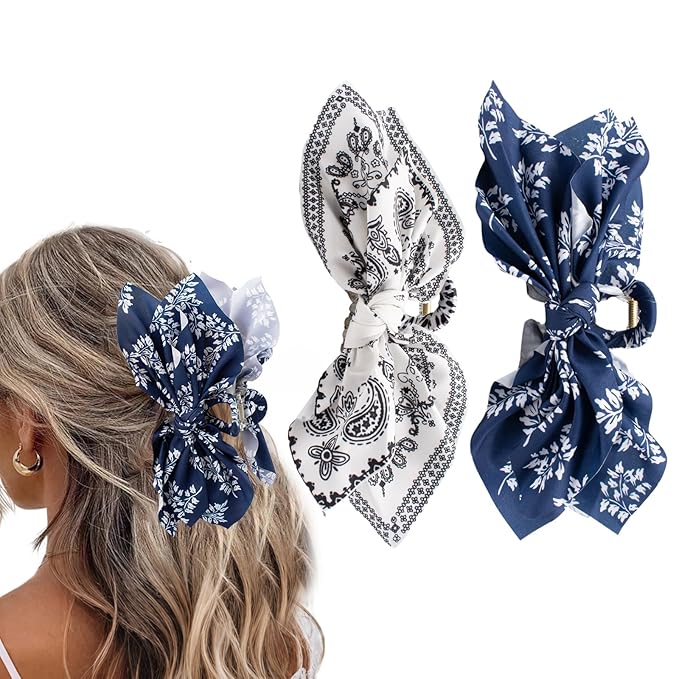 Bow Claw Hair Clips 2PCS Paisley Big Hair Bows for Women Butterfly Styling Large Hair Clips for Thick Hair for Girls Hair Accessories for Teens Gifts for Ladies