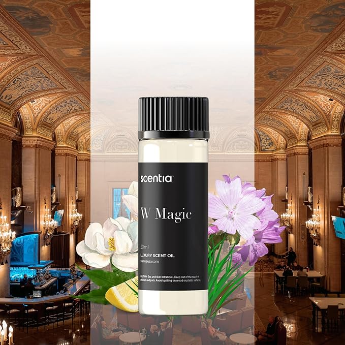 Scentia W Bliss (W Magic) Aromatherapy Oil for Diffuser – Hotel Scent Inspired by W Hotel – 20 mL – Bergamot, Lemongrass & Jasmine Natural Fragrance Oil for Waterless & Cold Air Diffusers, Made in USA