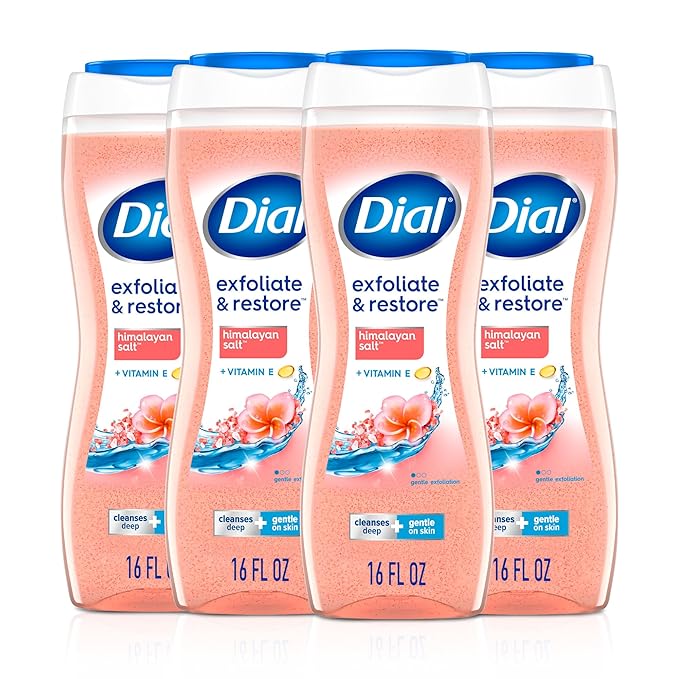 Dial Body Wash, Exfoliate & Restore Himalayan Salt, 16 Fl Oz, 4-Pack