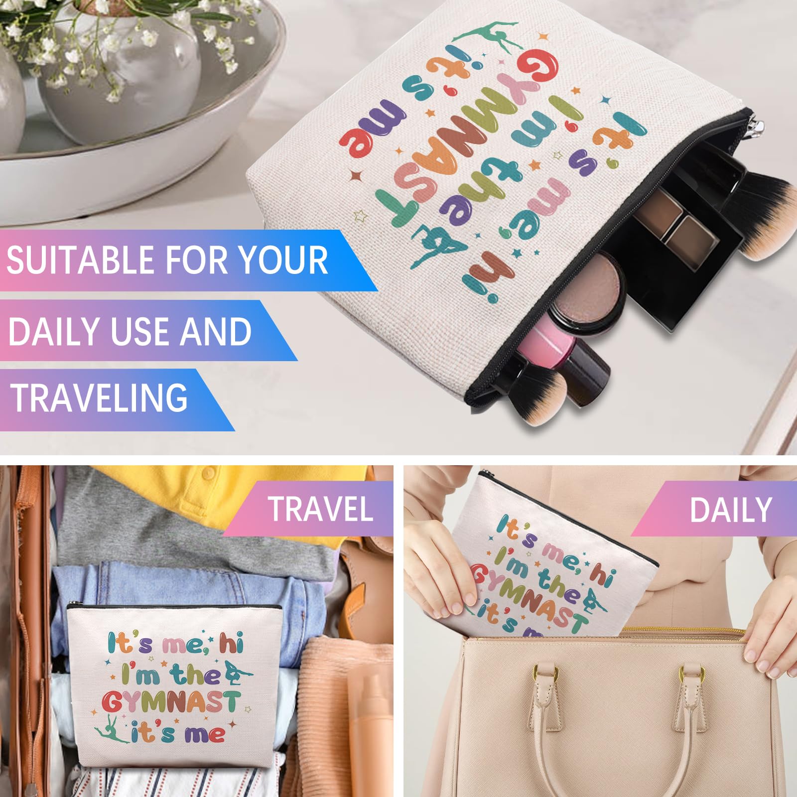 CEASQVAA Gymnast Gymnastics Stuff Gifts Makeup Bag, Graduation Birthday Gift, It's Me, Hi I'm The Gymnast Bag Gift For Women