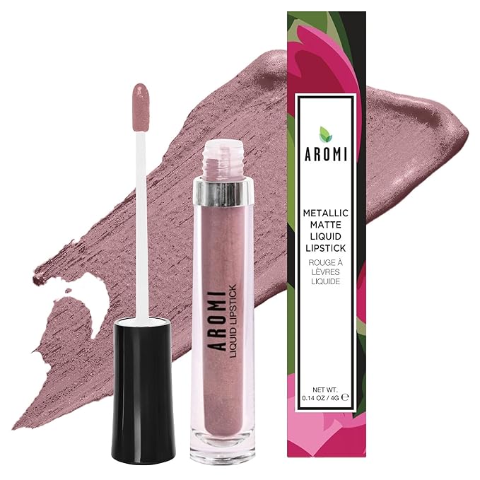 Aromi Brown Sugar Metallic Liquid Lipstick | Light Nude, Taupe Shade