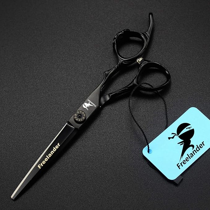 ROCOCO 6.0 Inch Hand Sharpened Hair Cutting Shears Set with Case - Black