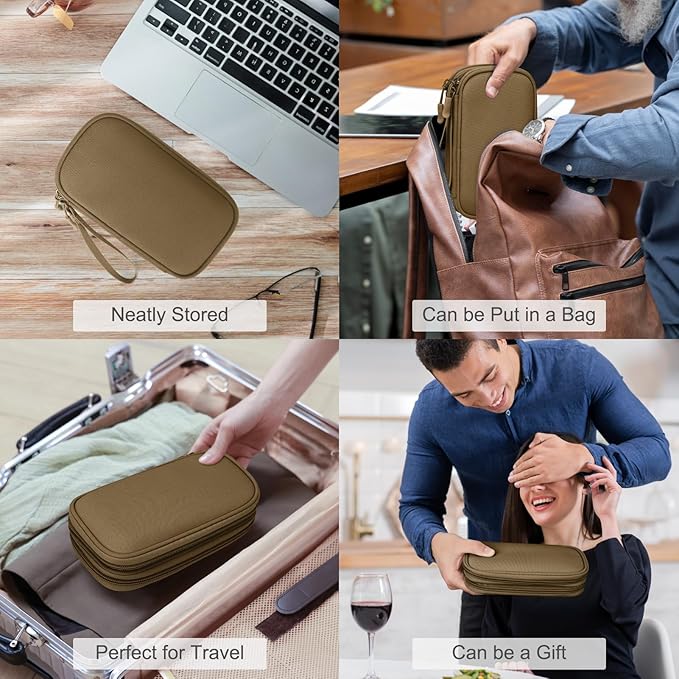 FYY Electronic Organizer, Travel Tech Pouch Bag, Cable Organizer Brown