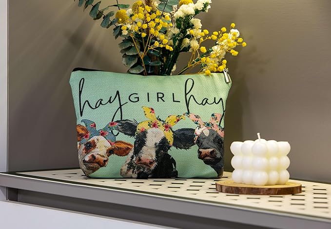 NEGIGA Cow Gifts,Western Makeup Bag,Cow Makeup Bag,Cow Print Stuff,Makeup Bags For Women