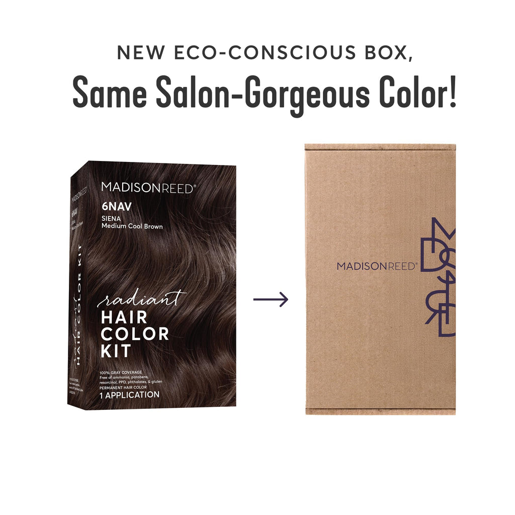 Madison Reed Radiant Hair Color Kit, 6NAV Medium Cool Brown, 2 Pack