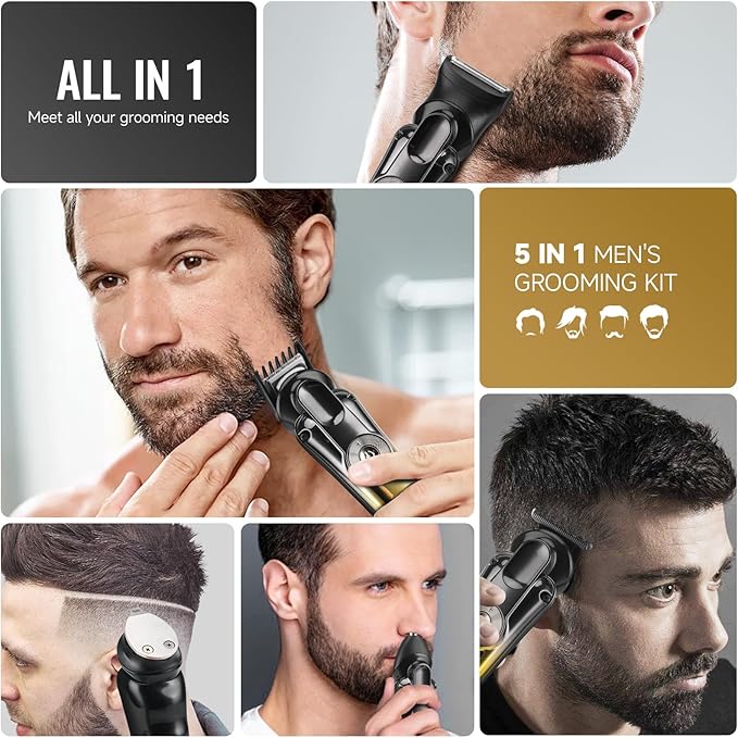 BEAUTYCARE 5-in-1 Grooming Kit for Mem, Cordless Beard & Hair Trimmer