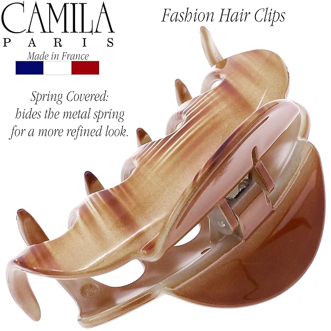 Camila Paris CP3216 French Hair Clips for Women, 3.5" Large Claw Clip Strong Hold All Day, Girl Large Claw Clips for Thick Hair, No Damage No Slip Flat Clip for Women. Made in France