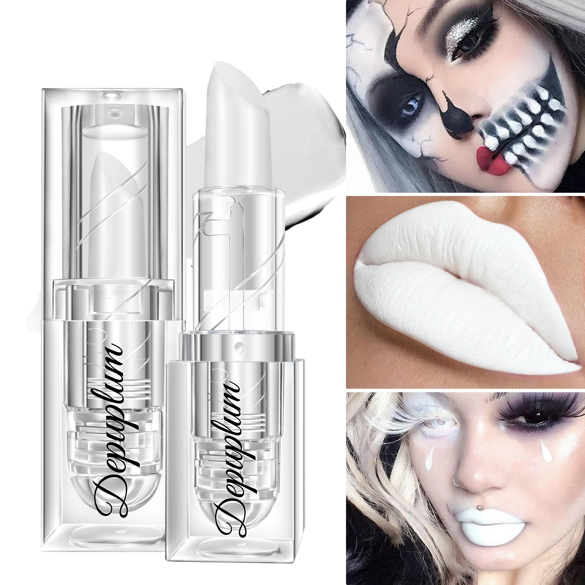 Depuplum 3Pcs Black White Red Lipstick Lip Face Body Paint for Women