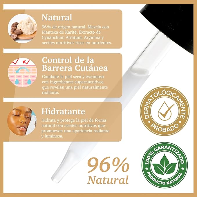 Purifect Shea Butter Moisturizing Facial Serum - Moisturizes Dry Skin with Vitamin E Oil, Protects the Skin Barrier, Nourishes & Soothes, Promotes Radiant Complexion, Vegan Skincare - 1 fl oz