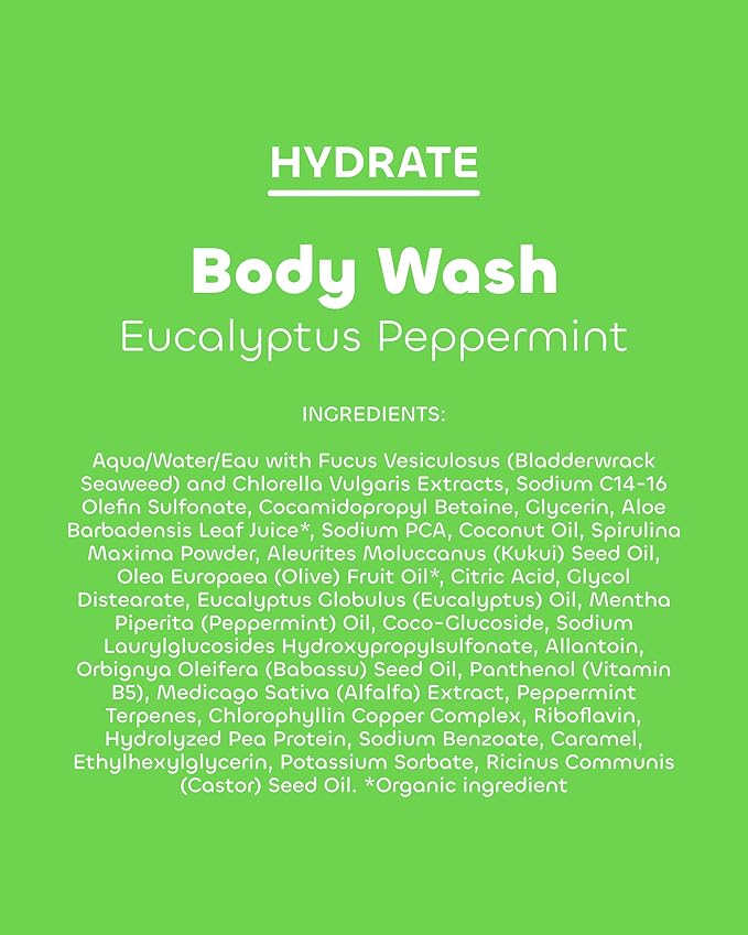 Seaweed Bath Co. Hydrate Body Wash, Eucalyptus Peppermint, 12 oz