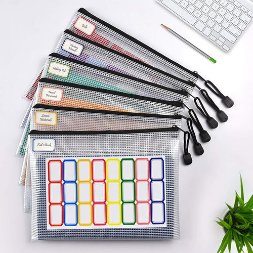 12PCS Mesh Zipper Pouch Bags: A5 Clear Zipper Pouches for Classroom, Black