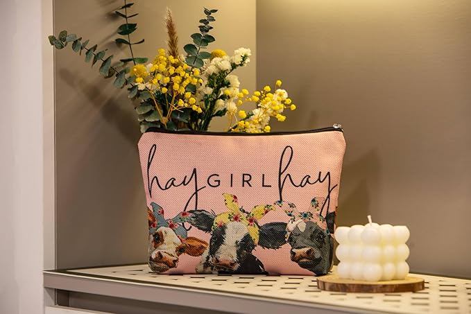 NEGIGA Cow Gifts,Western Makeup Bag,Cow Makeup Bag,Cow Print Stuff,Makeup Bags For Women