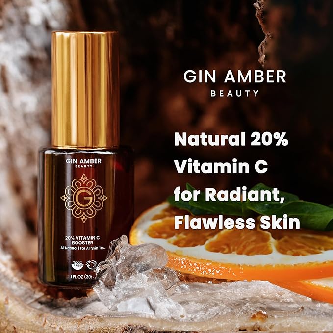 Gin Amber Beauty 20% Vitamin C Booster - Brightening Facial Serum, 1 fl oz