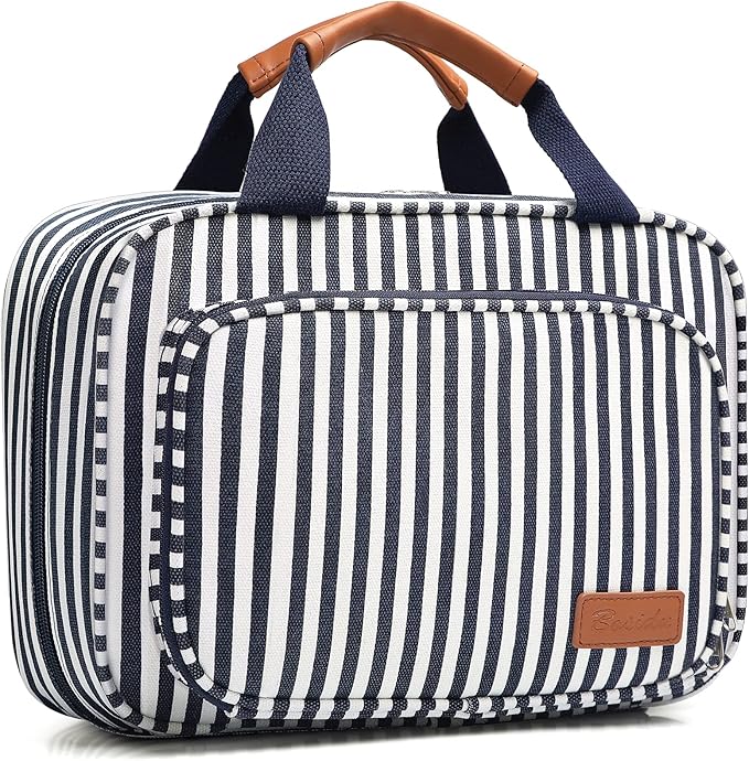 Bosidu Toiletry Bag for Women Large Capacity Hanging Travel Toiletry Organizer for Traveling Women with 4 Compartments & 1 Hanging Hook Travel Comestic Makeup Bag for Full Size Toiletries