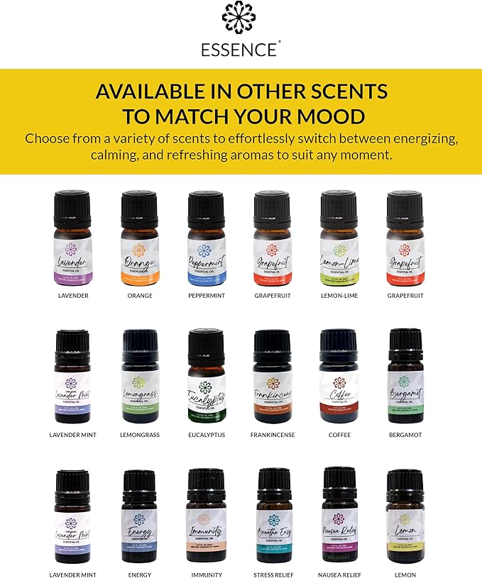 Essence Pearl Travel Case | Lemon Essential Oil | Aromatherapy Nasal Diffuser & Essential Oil Carrying Case | Uplifting Lemon Oil Scent | Travel-Friendly Kit | White Pod