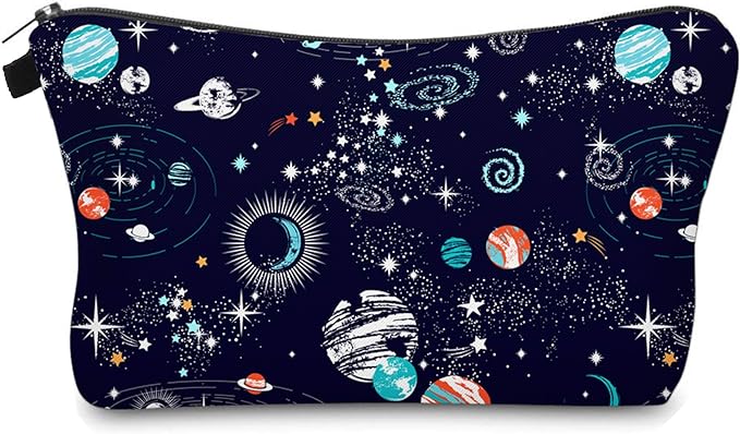 Aiphamy Cute Travel Makeup Bag Cosmetic Bag Small Pouch Gift for Women (Space)