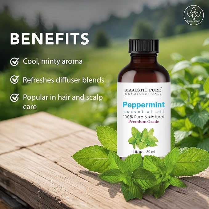 Majestic Pure Peppermint Essential Oil for Diffuser - 1 Fl Oz