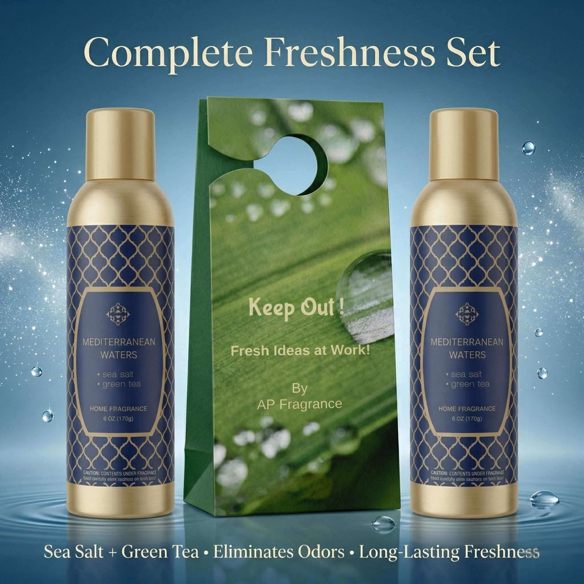 AP Fragrance Belfair Oaks Room Fragrance Air Freshener Spray - Concentrated Deodorizer, Mediterranean Waters - 2 Pack