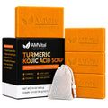 AMVital Turmeric Kojic Acid Soap Bars with Vitamin C, Retinol & Hyaluronic Acid – Face & Body Soap with Collagen & Shea Butter – 2-Pack Cleansing Bars for All Skin Types