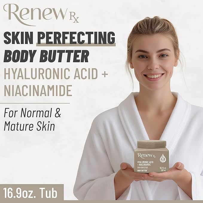 RENEW RX Hyaluronic Acid + Niacinamide Body Butter for Dry Skin, 16 Ounce