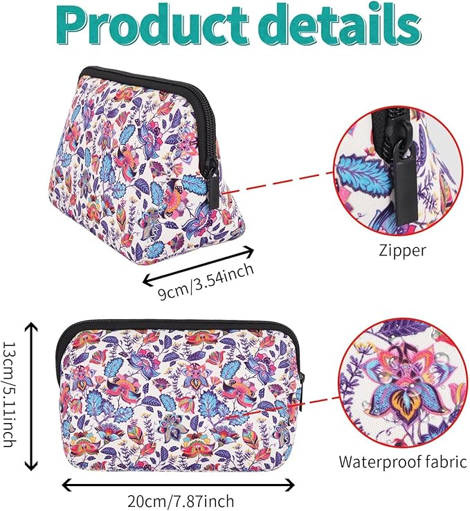 AJLTPA Waterproof Neoprene Cosmetic Bag, Bright Paisley