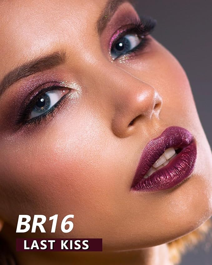 MAKI YIKA Dark Purple Lipstick for Women Metallic Lipsticks Long Lasting