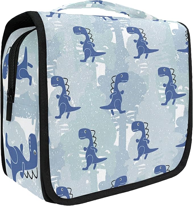 senya Hanging Travel Toiletry Bag Kit Makeup Case Cosmetics Organizer for Men Women (Dinosaur Blue Boy)