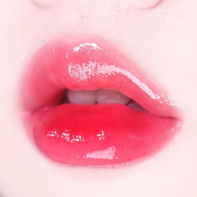 MQNY (MACQUEEN NEWYORK Dewy Water Glow Lip Tint - #05 Icy Cherry, Glass-like Mirror Shine Hydrating Lip Stain, Long-Lasting & Non-Sticky Vivid Red Water Tint, 0.12 oz (3.5g)