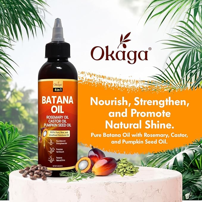 Batana Oil for Hair Growth, 100% Pure Honduran with Rosemary, 5 oz, 2 Pack