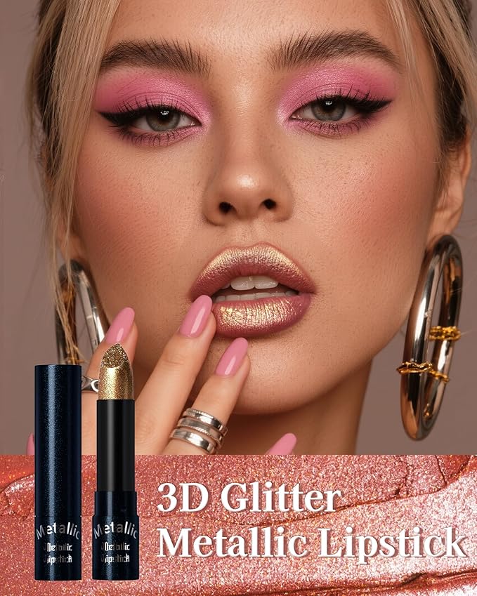 Metallic Lipstick, Orange Gold Shimmer Lipstick for Halloween 1 PC-05