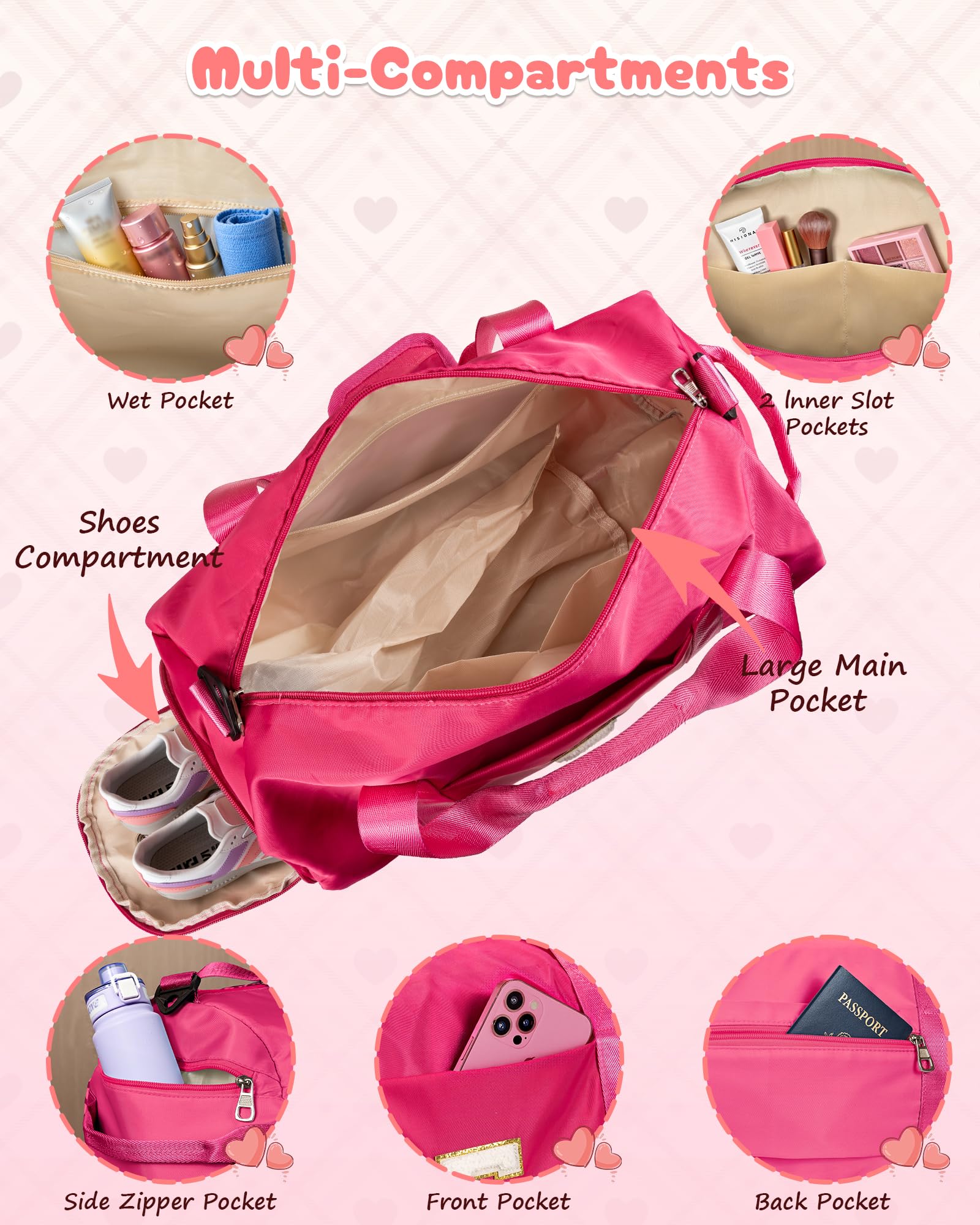 Vogewood Customized Initial 8 Year Old Girl Birthday Gift, Girls Travel Bag