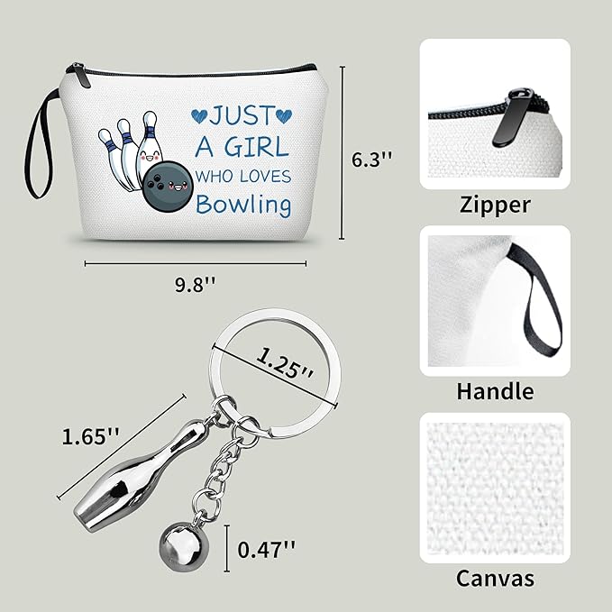 ARIOSEY Bowling Accessories for Women, Travel Makeup Bag with Keychain