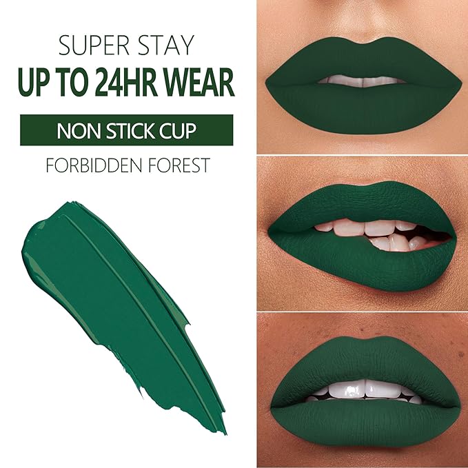 MAKI YIKA Green Lipstick Matte Liquid for Women Color Stay Long Lasting Lipsticks