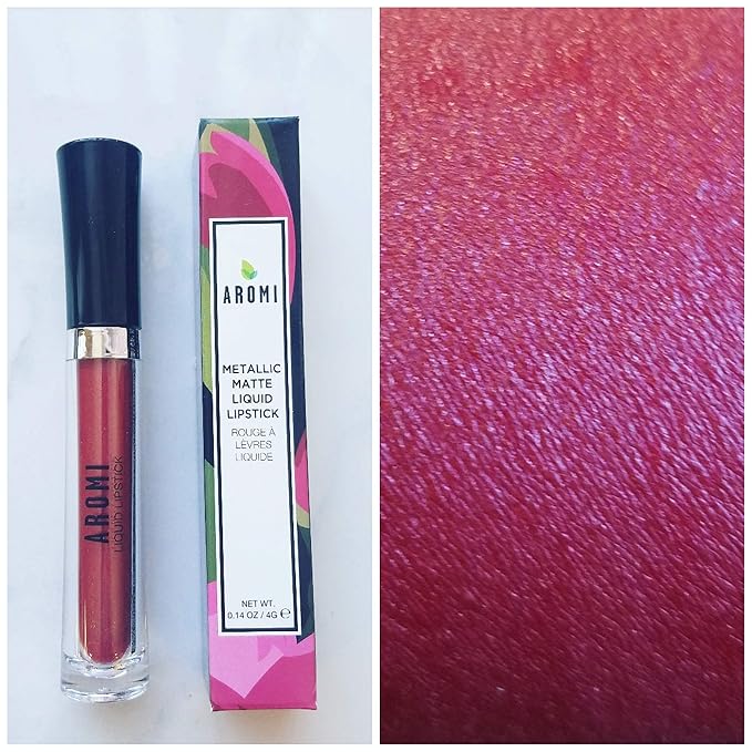 Aromi Candy Apple Metallic Liquid Lipstick, Dark Red Shade