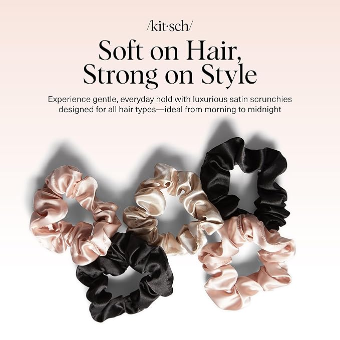Kitsch Satin Scrunchies for Women | For All Hair Types - Assorted, 5pcs