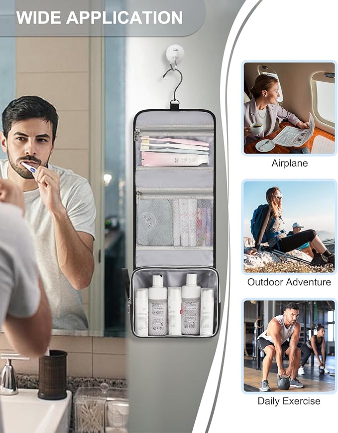 Small Hanging Toiletry Bag for Men and Women, Portable Hanging Organizer