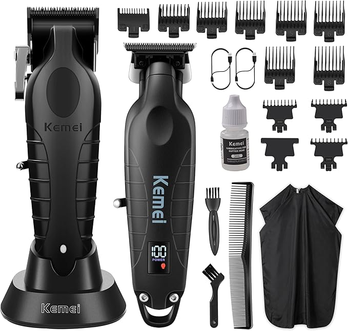 KEMEI Hair Clippers for Men and Trimmers Set Cordless Zero Gap Hair Trimmer