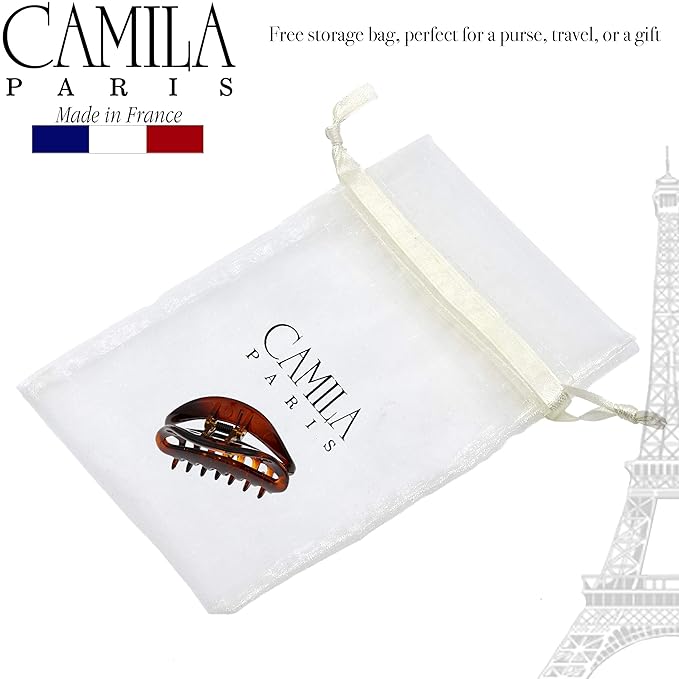 Camila Paris NV23 French Hair Clip for Women, Small Tortoise Shell Girls Hair Claw Clips Jaw Fashion Durable Styling Hair Accessories for Women, Strong Hold No Slip Grip, Made in France