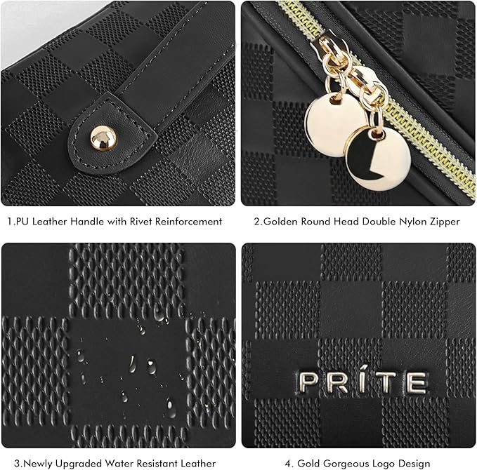 Prite Makeup Bag Travel Toiletry Bag Open Flat Cosmetic Organizer for Women