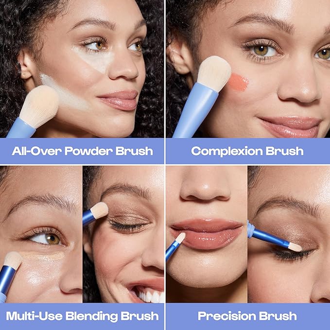 Alleyoop 4-in-1 Makeup Brush, Overachiever Travel Makeup Brush Set