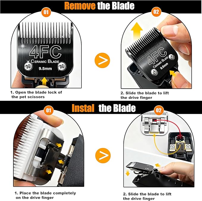 Dog Grooming Blades Compatible with Andis Clippers 4FC Blade (9.5mm)