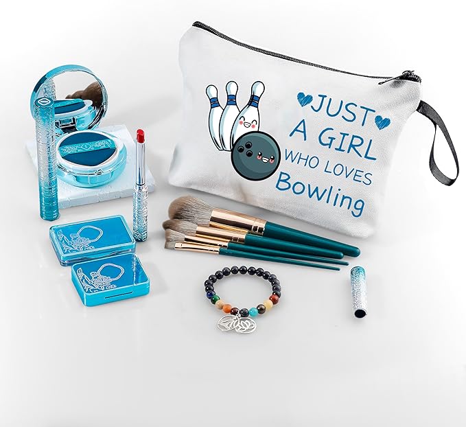 ARIOSEY Bowling Accessories for Women, Travel Makeup Bag with Keychain